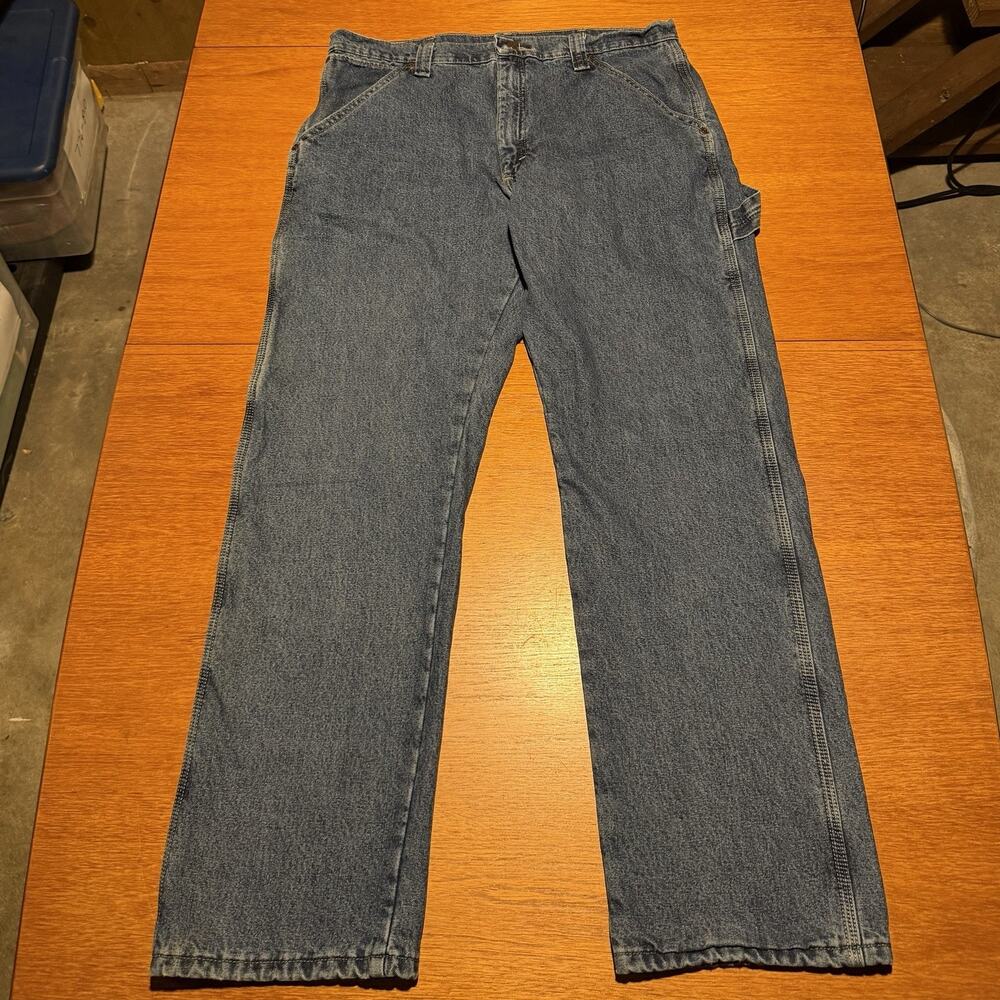 Wrangler Men's Fleece Lined Denim Carpenter Jeans Straight Size 34x32 94FLWSW